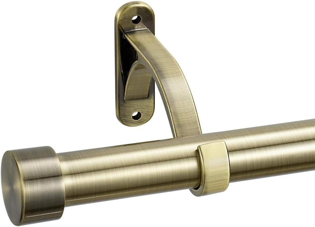1-Inch Diameter Curtain Rod, Adjustable Rod Set with Premium Aluminum Brackets and Finials, Single Heavy-Duty Curtain Rods for Windows (Antique Bronze, 48-86")