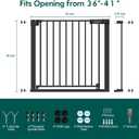 Babelio Baby Gate for Doorways and Stairs, 36-41" Pet Gate with Wide Walk Thru Door and Lock Indicator, No Drill Pressure Mounted Safety Gate with Double Lock and Self-Closing, Black