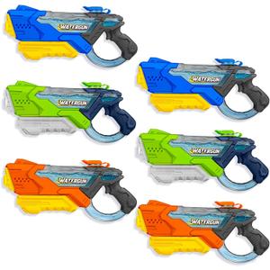 6 Pack Watergun Gun for Kids Long Range 600ML Water Squirter, Colorful Super Blaster Soaker with Clear Visible Water Tank, Swimming Pool Summer Beach Outdoor Fighting Toys