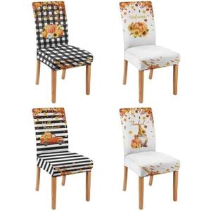Fall Chair Covers Set of 6 Fall Decorations Stretch Removable Washable Dining Room Thanksgiving Chair Protector Slipcovers Autumn Decor Holiday Party Kitchen Home Decorations