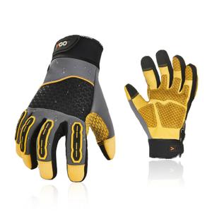 Vgo... Cow Leather Work Gloves Men, Leather Gardening Gloves, Yardwork Gloves, Scatch & Thorn Protection Gloves, Anti-slip Mechanic Gloves (1 Pair,L,Gray,CA7724)