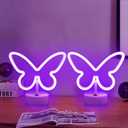 Butterfly Neon Sign, 2Pack Led Lights Purple Room Decor for Girls Bedroom, USB/Battery Operated Purple Lamp for Party, Birthday, Wedding, Holiday, Living Room, Bar, Bedroom, Indoor,Valentine Gifts