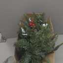 Pre-Lit Pathway Christmas Tree(2 Pack), Artificial Christmas Urn Filler with LED Lights, Golden & Red Berries, Pine Cones, Outdoor Light Up Planter Filler Holiday Home Decor