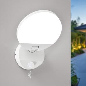 LED Modern Motion Sensor Outdoor Lights Fixtures Wired Round 18W Wall Sconce Light Exterior Porch Lights for Patio Garage Doorway Matt White Cool White 6000K