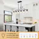 Dining Room Light Fixture - Black 6-Light Farmhouse Chandelier Kitchen Island Lights Fixtures Modern Linear Chandeliers Hanging Pendant Lighting Over Table for Dining Room