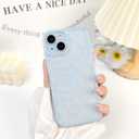 NITITOP Compatible with iPhone 15 Plus Case Cute Clear Blue Durable Flower Floral Leave for Girls Women Soft TPU Transparent Colourful Frame Full Camera Lens Shockproof Protective Cover - Blue