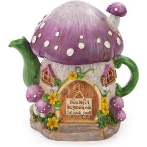 VP Home Mushroom Teapot Solar Light for Home and Outdoor Decor, Mushroom Solar Powered Flickering LED Garden Light, Solar Powered Teapot Backyard Party Decoration Light, Fairy Garden House