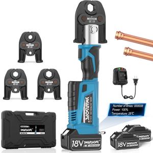 SWANSOFT ProPress Tool, 18V 4Ah Battery Electric Hydraulic Crimping Tool for Copper Pipes with 3 US Compact VUS 1/2", 3/4'', 1",Jaws Pro Press Copper Plumbing Crimper Tool Kit (SWPR-1525B)