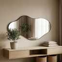 Irregular Wall Mirror 22"x40" Black Abstract Asymmetrical Mirrors for Wall, Decorative Wavy Mirror for Entryway, Bedroom, Cloakroom, Living Room, Aluminum Alloy Frame