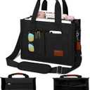 KKXIU Large Canvas Tote Bag for Women with Zipper and Compartments Crossbody Work Bible Messenger Purse Bag With Pockets