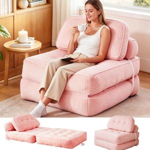 Futon Sofa Bed Chair - Convertible Sleeper Bed for Small Space, No Assembly Required, Space-Saving, Breathable & Sweat-Wicking for Post-Workout Recovery, Yoga Stretch, Lounging, Gaming, Naps