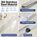 Neodrain 24" Linear Shower Drain, Brushed 304 SS Bathroom Linear Drain,cUPC