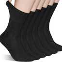 Diabetic Socks Seamless Toe for Swollen Feet 6 Pairs Non Binding Top Extra Wide for Men Women (Large, 01 Black)