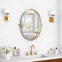 Pivot Oval Mirror 18x28 Inch Gold Metal Tilting Wall Mirrors for Bathroom Vanity Living Room | Adjustable Frame & Shatter-Resistant Glass