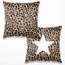 Leopard Print Pillow Cover 18x18 Set of 2,Cheetah Print Pillow Case,Leopard Gifts for Women,Cheetah Gifts,Coquette Pillowcases for Girls Room Dorm Apartment Decor,A304-BZ-ZH