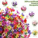 2 x SHareconn 20 Bundles Artificial Flowers UV Resistant Outdoor Decor | Realistic Silk Flowers, Spring Fake Plants Greenery, For Patio Porch Planter Yard Home Spring Decor, 6 Colors