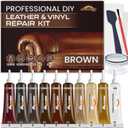 Brown Leather & Vinyl Repair Kit, Leather Repair Kit for Sofa, Jacket, Car Seats, Purse, Easily Restores Cat Scratch, Rips, Tears, Cracks, Holes on Faux, Artificial, Genuine Pleather & Any Material