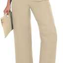 Women Casual Pants Loose High Waist Cropped Palazzo Beach Pants Summer Outfits 2025 Trendy (M, Apricot)