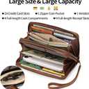 GAEKEAO Wallet for Women Clutch RFID Blocking Wristlet Leather Purse Large Capacity Credit Card Holder with Grip Hand Strap