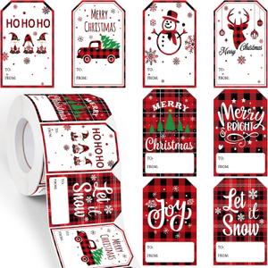 800 Pieces Christmas Tags Christmas to from Labels Self Adhesive Christmas Tag Christmas Stickers Tag Sticker Christmas Paper Tags for Decorations, 8 Styles (Snowman Style)