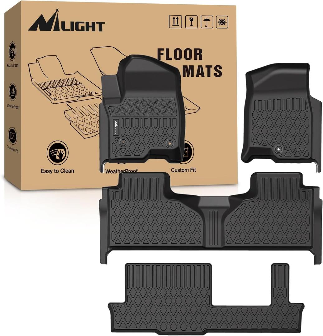 Nilight TPE Floor Mats for 2021 2022 2023 2024 2025 2026 Chevy Chevrolet Tahoe GMC Yukon Cadillac Escalade Bench Seating, All Weather Custom Fit Heavy Duty Floor Liners