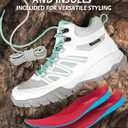 R CORD Hiking Boots Women Waterproof Non-Slip Womens Hiking Boots Ankle Support for Trail Walking Backpacking & Outdoor Adventures All Day (White)