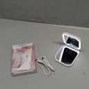 WOBSION Rechargeable 5X Magnification LED Travel Makeup Mirror,Dimmable Portable Compact Mirror for Pocket,Purses and Handbag,Gift,White