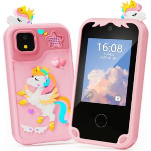 Kids Phone for Girl Toys, Kids Camera Toy Smart Phone Birthday Gifts Toddler Ages 2, 3, 5, 7, 8, 10 Year Old, Educational Learning Toys with 2.8" Touchscreen, Music Player, Video Player, Game(Pink)