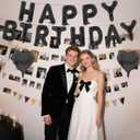 4 x Black Happy Birthday Balloons Banner Foil Balloons Letters Bachelorette Balloon for Black Themed Party Decoration Supplies Halloween Birthday Decoration Decor Ballons Arch Kits Party Balloon Set 15pcs