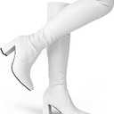 Women's Fall Comfort Thigh High Boots Black Pointy-toe and High-heel Over The Knee Boots, 6, White
