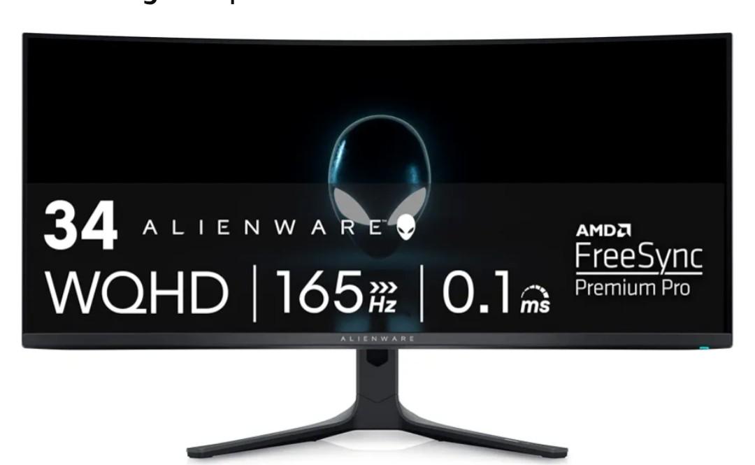Alienware AW3423DWF Curved QD-OLED Gaming Monitor - 34-inch Quantum Dot, 0.1Ms 165Hz 21:9, 99.3% DCI-P3 Color Gamut, VESA DisplayHDR, 400, AMD FreeSync Premium Pro - Black