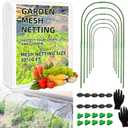 Garden Netting Kit, 10x30 Ft Pest Barrier Bird Ultra Fine Mesh Netting with 6Sets Garden Hoops & 36 Clips for Raised Beds, Garden Plants Net Protection for Vegetable Fruit Flowers Greenhouse Row Cover