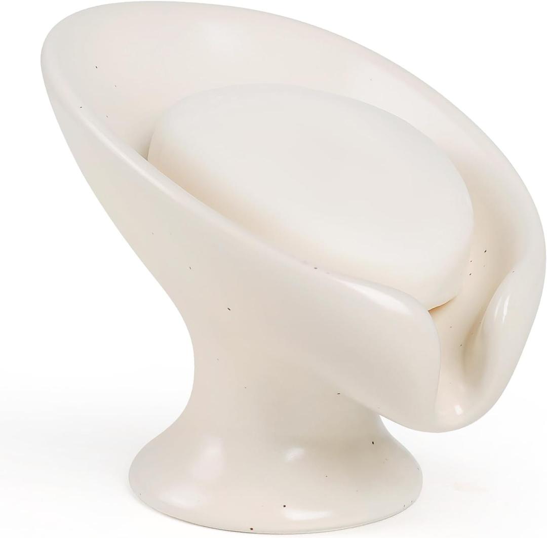 Soap Dish, Self Draining Bar Soap Holder for Bathroom Sink, Leaf Shaped Drainage Ceramic Speckled Soap Dish Porcelain Decorative Soap Dishes, ANTIS'S HOME