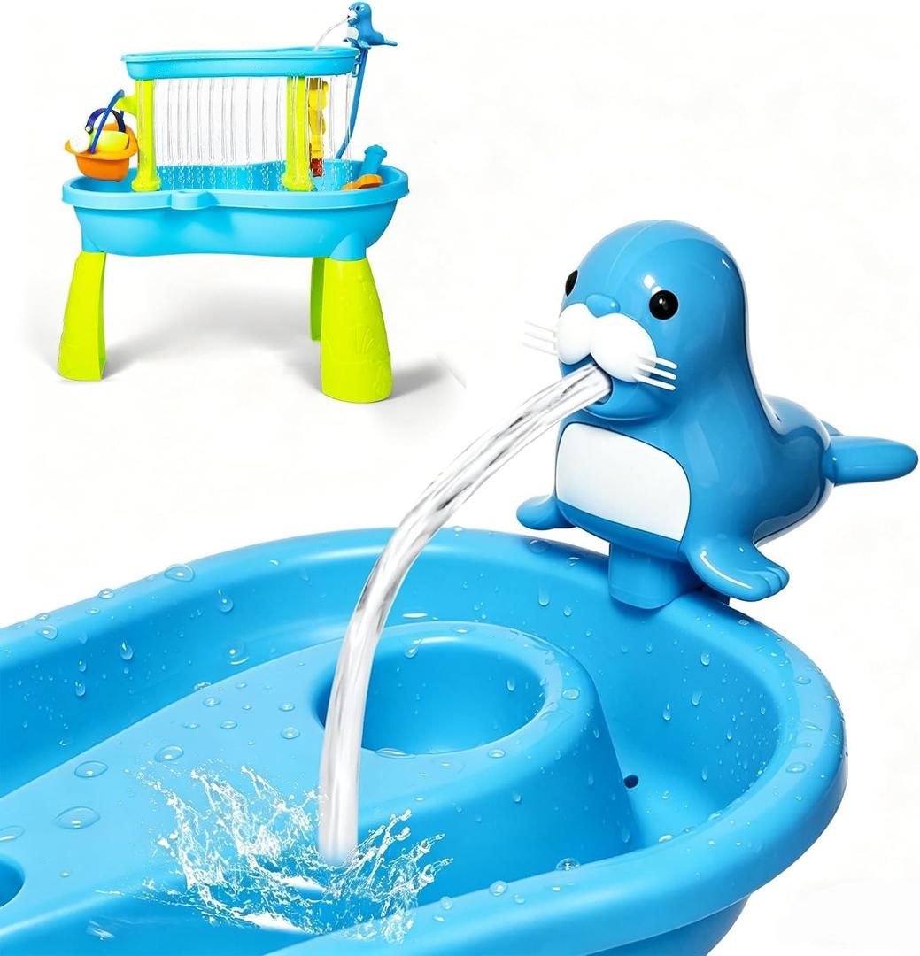 Water Table Pump, No-Drill Kids Water Pump for Table, 3 Hours of Non-Stop Work Water Table Accessories Water Pump for Summer Outdoor Water Outside & Fun Gifts(Sea Lion)