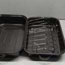 QPMR Roasting Pan with Rack, 21 Rectangular Granite Roaster Pan, 25lb Capacity, Large Roaster Pot for Baking Turkey with Versatile Lid