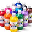 Positive Art Washable Paint for Kids, 12 Colors, 16 oz Bottles, Non-Toxic Tempera Paint Set for School and Classroom, Paraben-Free