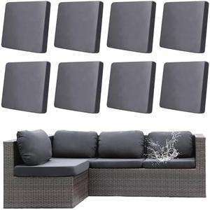 DREAHOTEXTIL 8Pcs Outdoor Cushions Covers Waterproof, Patio Cushion Covers, Stretch Cushion Covers Replacement,Cushion Slipcovers, Furniture Cushion Covers (Grey, 8PCS)