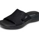 Skechers womens Slide Sandal, Black, 11 US