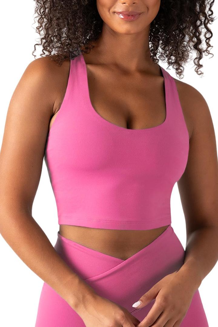 YITTY Active Sports Bra Tank, Tank Top for Women with Built-in Bra, Racerback, Removable Cups, Low-Impact Yoga and Gym (X-Small, Beach Party)