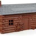 O Scale Log Cabin Painted Model Barn Stable Kit Unassembled for Model Trains Layout JZO02P (Red)