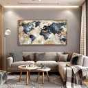 Framed Wall Art World Map Canvas Art Print Picture Wall Decor Home Interior - Map Picture for Office Decor Travel Memory Nautical Canvas Artwork 24x48 inch Ready to Hang (Framed)