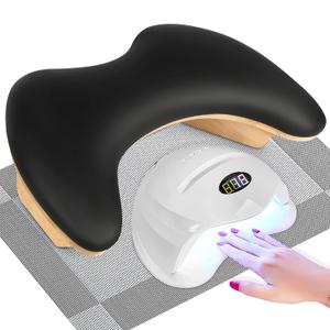 Hand Rest for Nails Tech, U Shaped Arm Rest for Nails Tech with Nail Table Mat, Nail Rest Stand, Nail Arm Rest Cushion, Manicure Hand Rest with Detachable Brackets, Nail Hand Rest, Black