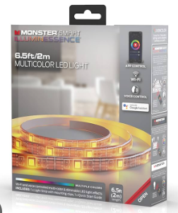 LED Strip Short Wi-Fi Multi-Color LED Light Strip Monster 6.5Ft, Smart App, Customizable Settings, Any Space, Voice-Control, Alexa, Google Assistant, Easy Installation