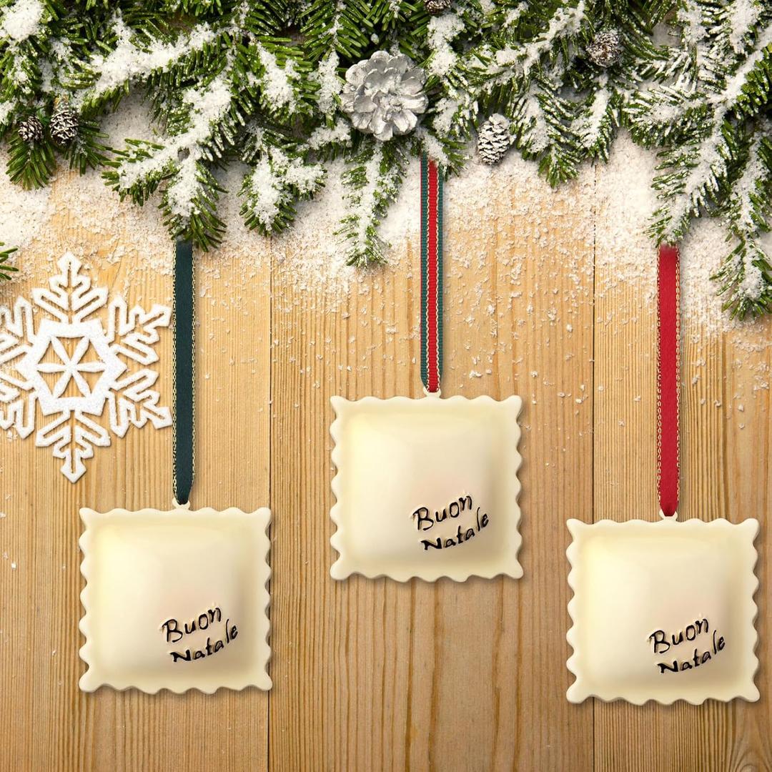 3 Pcs Ravioli Ornaments for Christmas Tree Gift for Italian Family & Friends Food Themed Christmas Ornament Hanging Decoration for Holiday Decor