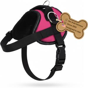 Bark Appeal Pink No-Pull Dog Harness for Extra Small Sized Pets Adjustable, Reflective Vest with 3 Leash Clips for Added Control, Easy Walks & Training XS