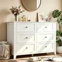 Garvee White 6-Drawer Dresser for Bedroom, 41.7" L Entryway Storage Drawers, 15.8"D x 41.7"W x 31.5"H
