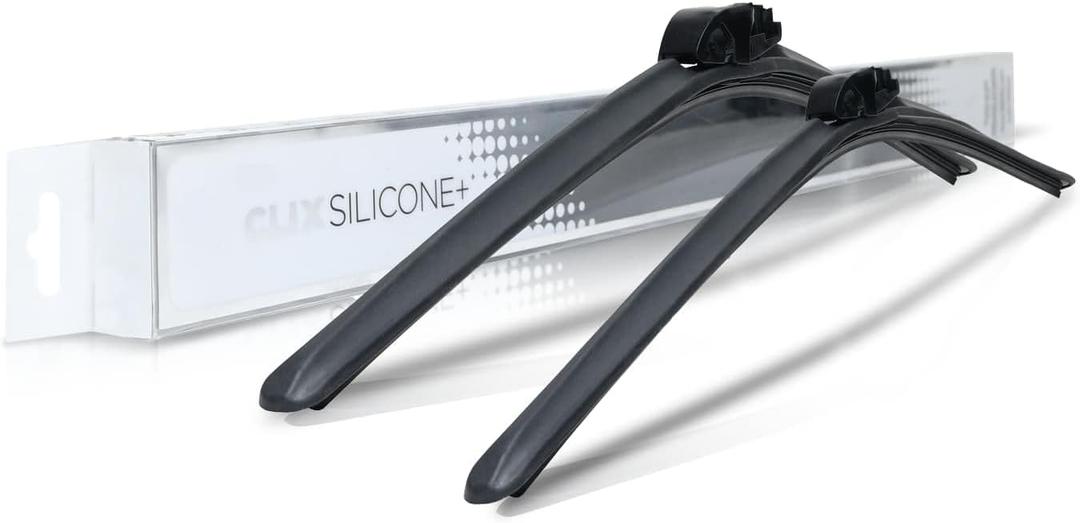 Clix Wipers 24"+18" Silicone Plus Rain Repellent Windshield Wiper Blades (Set of 2) – Carbon Fiber Beam Automotive Replacement Windshield Wiper Blades, All-Weather Universal Fit Car Accessories