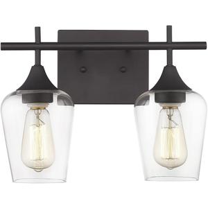Oil Rubbed Bronze Bathroom Light Fixture, 2 Lights Bathroom Vanity Lights Over Mirror with Clear Glass, Farmhouse Bath Wall Sconce Light, WL9167-2A