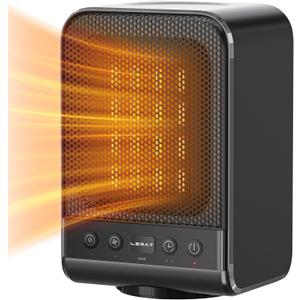 Lerat Space Heater, Portable Electric Heaters with Thermostat, 1500W PTC Fast Heating Ceramic Room Small Heater with 3 Modes, 1-12H Timer, Heaters for Indoor Use Office Bedroom Home-Black
