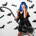 Lenwen 3 Pcs Halloween Witch Broom Plastic Witch Broomstick with Ribbons for Women, Halloween Party Costume Accessories(Black)